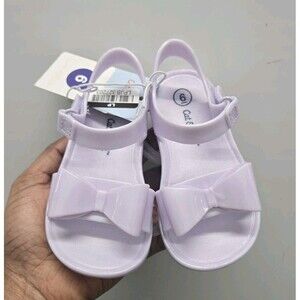 Cat & Jack Toddler Girls  Kate Jelly Sandals Lavender Bow Hook & Loop Size 6 New
